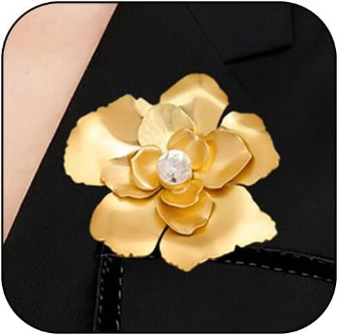 Gold Flower Brooch Pin for Women Gold Flower Brooch Pin Large Blossom Floral Brooches Holiday Daily Wedding Jewelry in Saudi Arabia