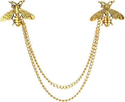 Ymapinc Gold Honey Bee Brooch for Women, Vintage Lapel Chain Pin with Hanging Tassel, Animal Insect Jewelry for Men, Hat Suit Tie Bar Decor Party Wedding in Kuwait