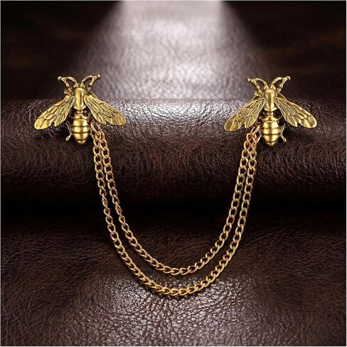 Ymapinc Gold Honey Bee Brooch for Women, Vintage Lapel Chain Pin with Hanging Tassel, Animal Insect Jewelry for Men, Hat Suit Tie Bar Decor Party Wedding in Kuwait