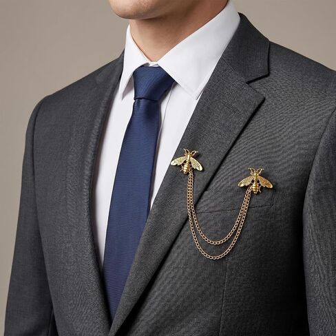 Ymapinc Gold Honey Bee Brooch for Women, Vintage Lapel Chain Pin with Hanging Tassel, Animal Insect Jewelry for Men, Hat Suit Tie Bar Decor Party Wedding in Kuwait