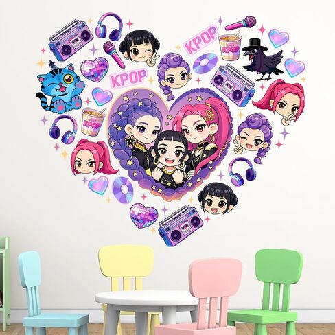 Girls Group Wall Decals Stickers, Music Blue Cat Crow Bedroom Dorm Decorations Art, Love Heart Baby Toddler Kids Teens Room Playroom Decor Holiday Birthday Gifts in Saudi Arabia