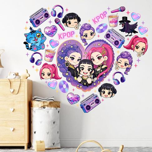 Girls Group Wall Decals Stickers, Music Blue Cat Crow Bedroom Dorm Decorations Art, Love Heart Baby Toddler Kids Teens Room Playroom Decor Holiday Birthday Gifts in Saudi Arabia