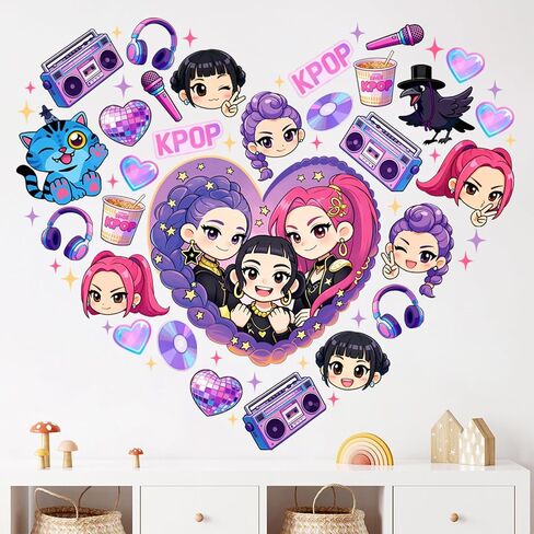 Girls Group Wall Decals Stickers, Music Blue Cat Crow Bedroom Dorm Decorations Art, Love Heart Baby Toddler Kids Teens Room Playroom Decor Holiday Birthday Gifts in Saudi Arabia