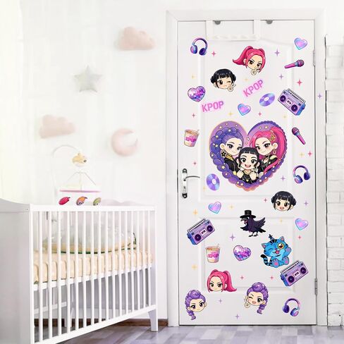 Girls Group Wall Decals Stickers, Music Blue Cat Crow Bedroom Dorm Decorations Art, Love Heart Baby Toddler Kids Teens Room Playroom Decor Holiday Birthday Gifts in Saudi Arabia