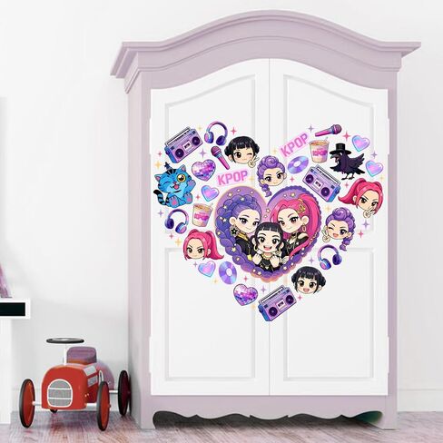 Girls Group Wall Decals Stickers, Music Blue Cat Crow Bedroom Dorm Decorations Art, Love Heart Baby Toddler Kids Teens Room Playroom Decor Holiday Birthday Gifts in Saudi Arabia