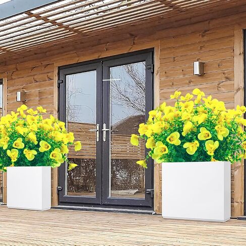 Artificial Flowers for Outdoor,Plastic Flowers for Outdoors,20 Bundles UV Resistant Fake Faux Flower for Outside Garden Yard Patio Décor(Yellow) in Saudi Arabia