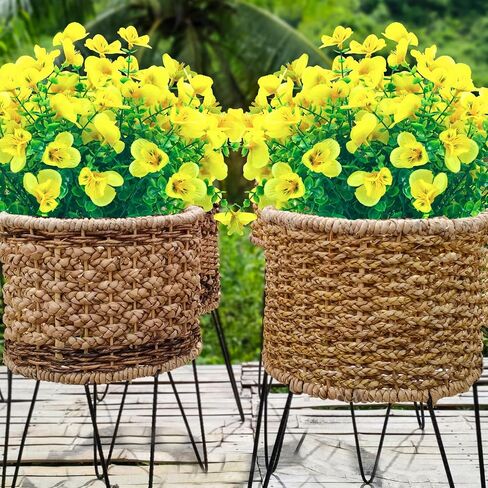 Artificial Flowers for Outdoor,Plastic Flowers for Outdoors,20 Bundles UV Resistant Fake Faux Flower for Outside Garden Yard Patio Décor(Yellow) in Saudi Arabia