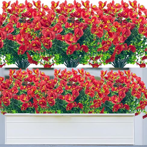 Artificial Flowers for Outdoor,Plastic Flowers for Outdoors,20 Bundles UV Resistant Fake Faux Flower for Outside Garden Yard Patio Décor(Yellow) in Saudi Arabia