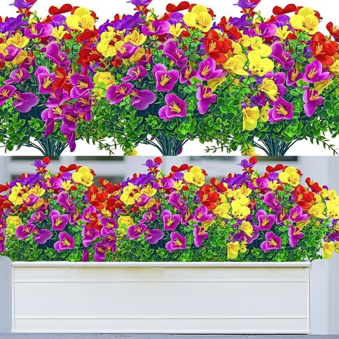 Artificial Flowers for Outdoor,Plastic Flowers for Outdoors,20 Bundles UV Resistant Fake Faux Flower for Outside Garden Yard Patio Décor(Yellow) in Saudi Arabia