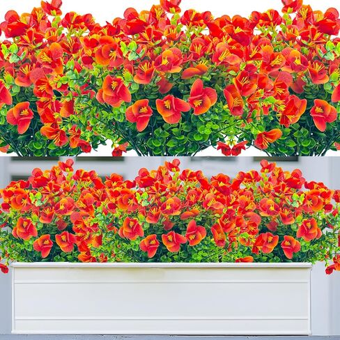 Artificial Flowers for Outdoor,Plastic Flowers for Outdoors,20 Bundles UV Resistant Fake Faux Flower for Outside Garden Yard Patio Décor(Yellow) in Saudi Arabia