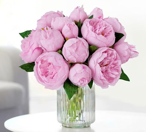 JINWOE Dark Pink Silk Artificial Peonies, 14Heads 2 Bouquets Silk Faux Flowers, Peonies Artificial Flowers for Wedding Bridal Bouquet Home Centerpiece Table Flower Arrangements in Saudi Arabia