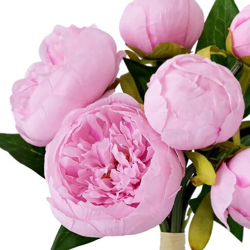 JINWOE Dark Pink Silk Artificial Peonies, 14Heads 2 Bouquets Silk Faux Flowers, Peonies Artificial Flowers for Wedding Bridal Bouquet Home Centerpiece Table Flower Arrangements in Saudi Arabia