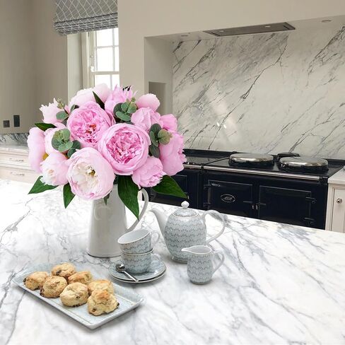 JINWOE Dark Pink Silk Artificial Peonies, 14Heads 2 Bouquets Silk Faux Flowers, Peonies Artificial Flowers for Wedding Bridal Bouquet Home Centerpiece Table Flower Arrangements in Saudi Arabia