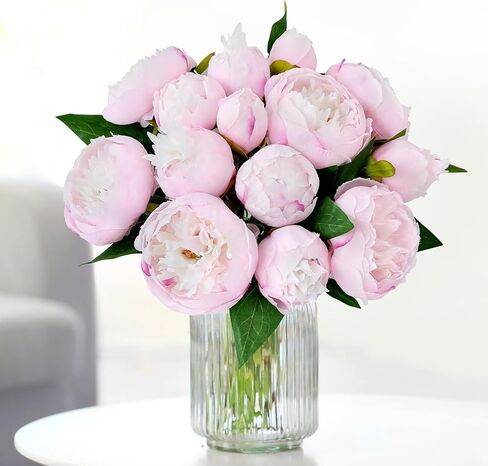 JINWOE Dark Pink Silk Artificial Peonies, 14Heads 2 Bouquets Silk Faux Flowers, Peonies Artificial Flowers for Wedding Bridal Bouquet Home Centerpiece Table Flower Arrangements in Saudi Arabia