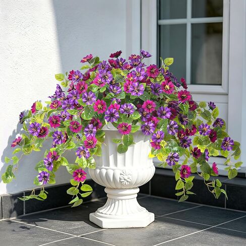 Hrobek Fake Artificial Flowers Hanging for Outdoors Decor, 2 Bundles UV Resistant Faux Silk Flowers for Planters Porch Patio Window Yard Balcony Fence Decoration in Saudi Arabia
