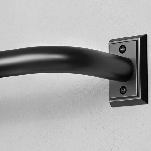 Black Wrap Around Curtain Rods for Windows 28 to 48 Inch, 1" Diameter Adjustable Blackout Heavy Duty Curtain Rod, Modern Style Window Treatment Rod, Outdoor & Indoor French Return Drapery Rod in Saudi Arabia