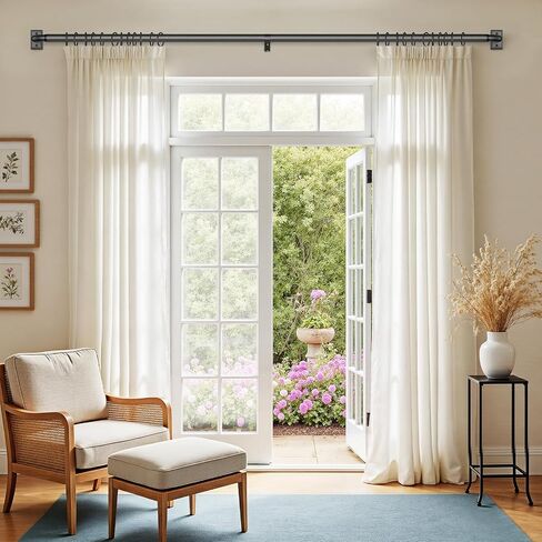 Black Wrap Around Curtain Rods for Windows 28 to 48 Inch, 1" Diameter Adjustable Blackout Heavy Duty Curtain Rod, Modern Style Window Treatment Rod, Outdoor & Indoor French Return Drapery Rod in Saudi Arabia
