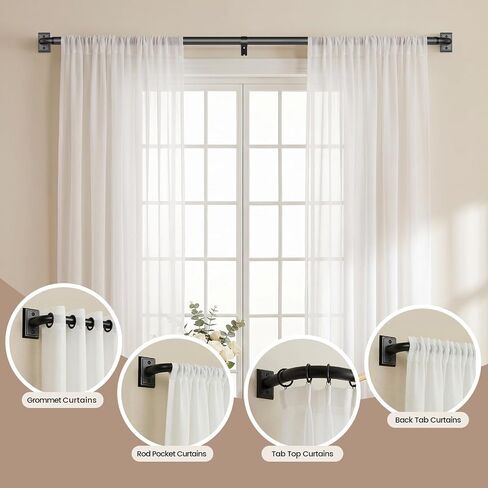 Black Wrap Around Curtain Rods for Windows 28 to 48 Inch, 1" Diameter Adjustable Blackout Heavy Duty Curtain Rod, Modern Style Window Treatment Rod, Outdoor & Indoor French Return Drapery Rod in Saudi Arabia