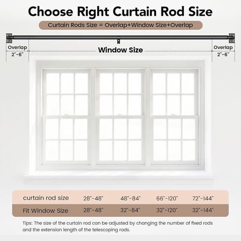 Black Wrap Around Curtain Rods for Windows 28 to 48 Inch, 1" Diameter Adjustable Blackout Heavy Duty Curtain Rod, Modern Style Window Treatment Rod, Outdoor & Indoor French Return Drapery Rod in Saudi Arabia