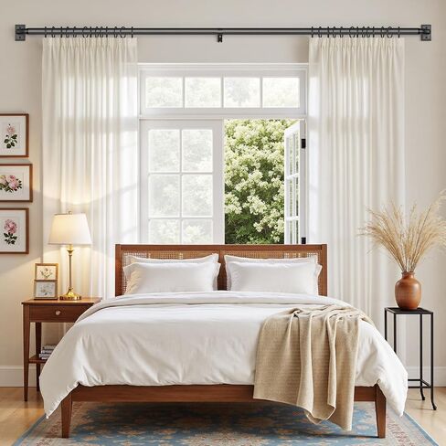 Black Wrap Around Curtain Rods for Windows 28 to 48 Inch, 1" Diameter Adjustable Blackout Heavy Duty Curtain Rod, Modern Style Window Treatment Rod, Outdoor & Indoor French Return Drapery Rod in Saudi Arabia