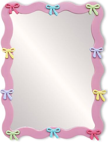 Pink Bow Magnetic Locker Mirror 5" x 7" Small Real Glass Makeup Mirror with Magnetic Backing Lockers Decoration Lockers Accessories for Girls Refrigerator Bathroom, Dorm, Office Cabinet in Kuwait