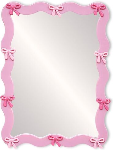 Pink Bow Magnetic Locker Mirror 5" x 7" Small Real Glass Makeup Mirror with Magnetic Backing Lockers Decoration Lockers Accessories for Girls Refrigerator Bathroom, Dorm, Office Cabinet in Kuwait