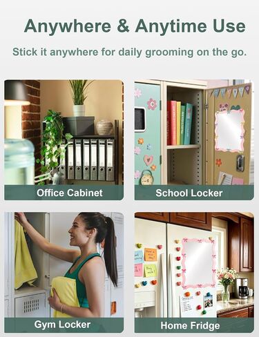 Pink Bow Magnetic Locker Mirror 5" x 7" Small Real Glass Makeup Mirror with Magnetic Backing Lockers Decoration Lockers Accessories for Girls Refrigerator Bathroom, Dorm, Office Cabinet in Kuwait