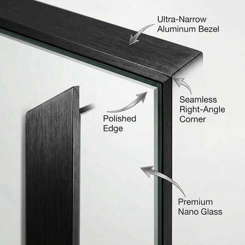 Bathroom Mirror 36"x55" Matte Black Rectangle Bathroom Wall Mirror for Over Sink, Modern Large Vanity Mirror, HD Tempered Glass, Anti-Rust Aluminum Alloy Frame, for Living Room, Bedroom, Entryway in Saudi Arabia