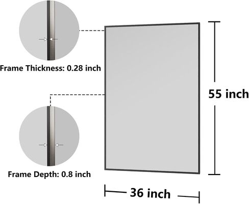Bathroom Mirror 36"x55" Matte Black Rectangle Bathroom Wall Mirror for Over Sink, Modern Large Vanity Mirror, HD Tempered Glass, Anti-Rust Aluminum Alloy Frame, for Living Room, Bedroom, Entryway in Saudi Arabia
