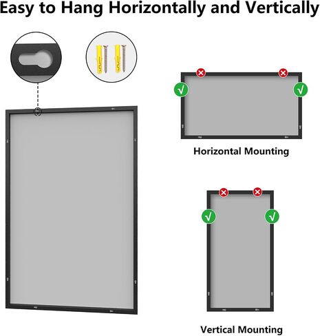 Bathroom Mirror 36"x55" Matte Black Rectangle Bathroom Wall Mirror for Over Sink, Modern Large Vanity Mirror, HD Tempered Glass, Anti-Rust Aluminum Alloy Frame, for Living Room, Bedroom, Entryway in Saudi Arabia