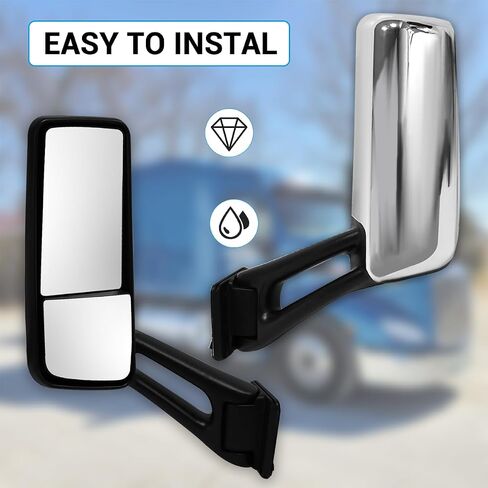 Door Mirror Chrome fit for 2013-2022 Peterbilt 579 Truck Right Passenger Side Power Heated Mirrors (Right) in Saudi Arabia