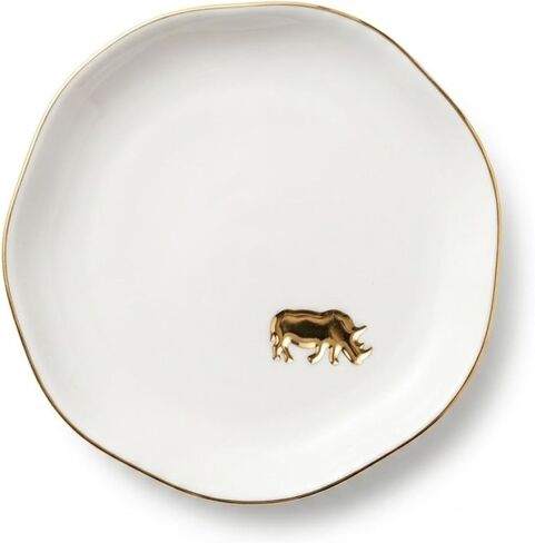 InnoBeta Rhino Rhinoceros Gifts, Rhino Decorative Trinket Dish, 4.75" Handcrafted Ceramic Ring Dish with Gold Trim, Birthday Gifts for Women in Saudi Arabia