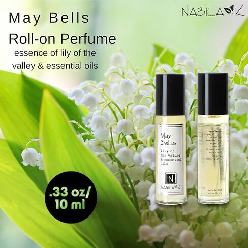 Nabila K May Bells Lily of the Valley Roll-On Perfume Oil for Women | Alcohol-Free, Organic, Long-Lasting Fragrance | Travel Size, TSA Approved | 0.33 oz in Kuwait