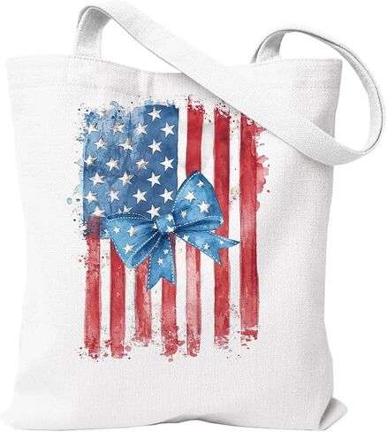 USA Tote Bag, Patriotic Independence Day Shopper, 4th of July Gift for Women Mom, 13.7 x 15.7 in in Kuwait