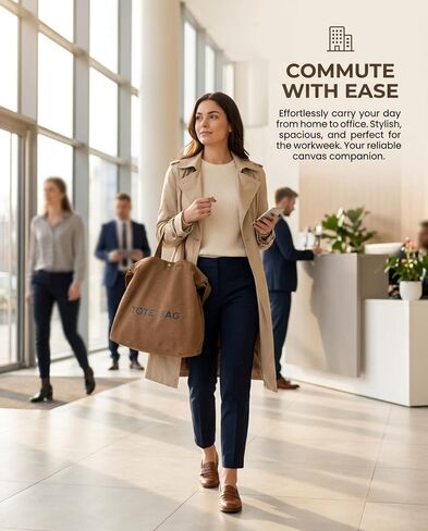 Canvas Tote Bag for Women, Multiple-Pocket Crossbody Shoulder Bags, Wide Adjustable Strap for Work, Travel Everyday Use in Saudi Arabia