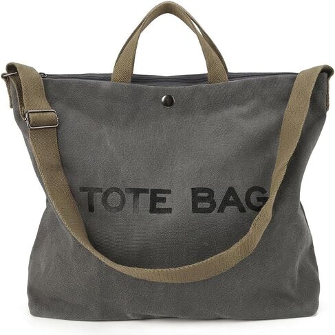 Canvas Tote Bag for Women, Multiple-Pocket Crossbody Shoulder Bags, Wide Adjustable Strap for Work, Travel Everyday Use in Saudi Arabia