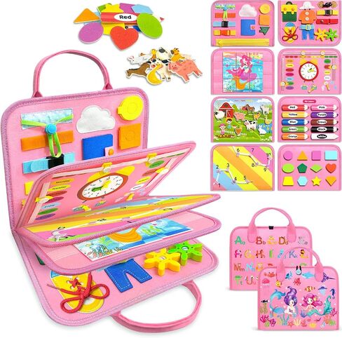 ألعاب Gojmzo مشغول ألعاب Montessori لـ 1 2 3 3 4 سنوات هدايا عيد ميلاد ، والكتب المزدحمة ألعابًا حسية للأطفال الصغار 1-3 ، ألعاب الفتاة الصغار سن 1-2 ، 2-4 ، أنشطة السفر التعليمية التعليمية in Kuwait