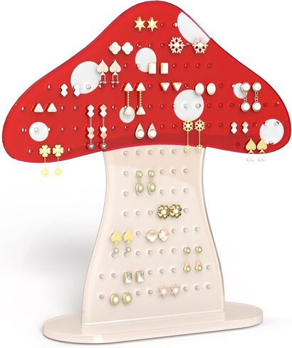 NiHome Mushroom Earring Holder Organizer, Acrylic Earring Stand with 152 Holes for Stud Earrings, Cute Tabletop Jewelry Display & Storage for Girls, Women, Gift in Kuwait