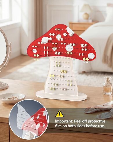 NiHome Mushroom Earring Holder Organizer, Acrylic Earring Stand with 152 Holes for Stud Earrings, Cute Tabletop Jewelry Display & Storage for Girls, Women, Gift in Kuwait