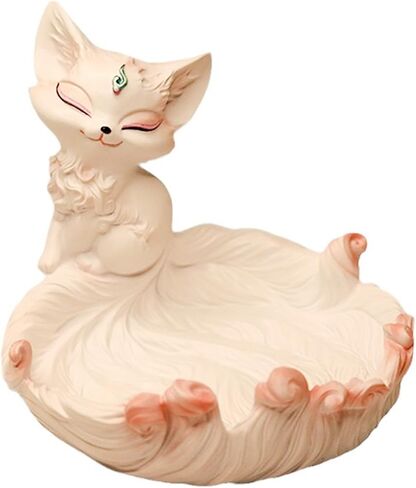 J.K.Leo Eco-Friendly Hand-Painted Resin Nine-Tailed Fox Jewelry Tray – 4.72" H x 5.51" W Trinket Dish for Rings, Earrings & Decor in Saudi Arabia