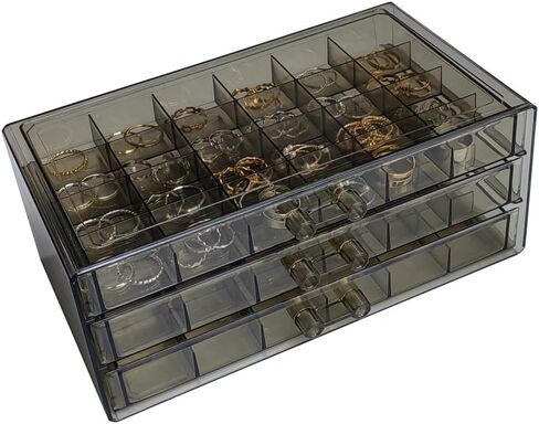72-grids Drawer Earrings Organizer Plastic Jewelry Storage Box Holder Earring Container, 3 Drawers Stackable Stud Earrings/Beads/Findings Holder in Saudi Arabia