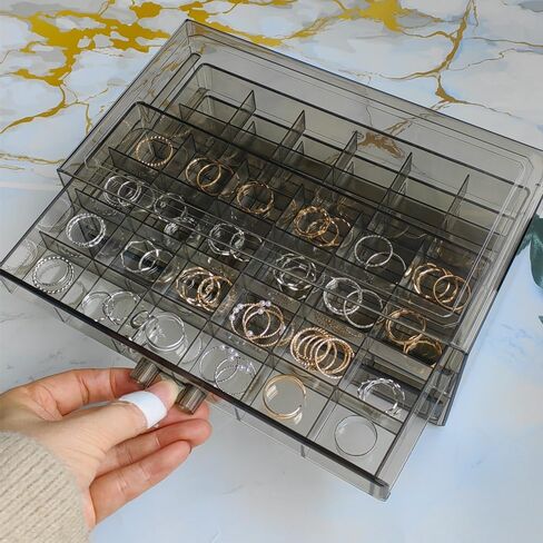 72-grids Drawer Earrings Organizer Plastic Jewelry Storage Box Holder Earring Container, 3 Drawers Stackable Stud Earrings/Beads/Findings Holder in Saudi Arabia