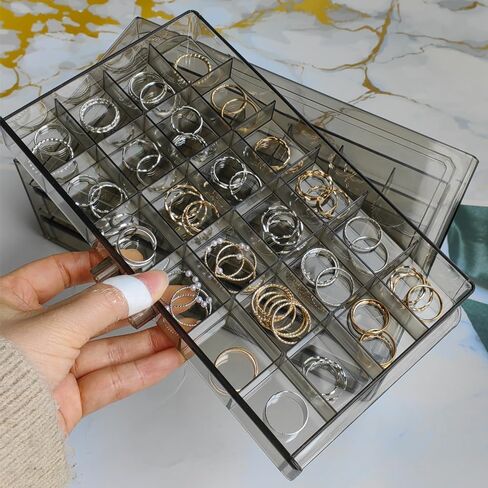 72-grids Drawer Earrings Organizer Plastic Jewelry Storage Box Holder Earring Container, 3 Drawers Stackable Stud Earrings/Beads/Findings Holder in Saudi Arabia