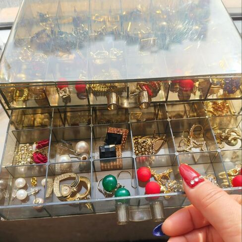 72-grids Drawer Earrings Organizer Plastic Jewelry Storage Box Holder Earring Container, 3 Drawers Stackable Stud Earrings/Beads/Findings Holder in Saudi Arabia