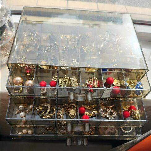 72-grids Drawer Earrings Organizer Plastic Jewelry Storage Box Holder Earring Container, 3 Drawers Stackable Stud Earrings/Beads/Findings Holder in Saudi Arabia