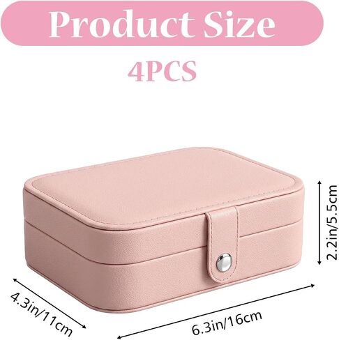 4 Pcs Small Pink Travel Jewelry Box Set, Pink Travel Jewelry Case With Initial Customizable, PU Leather Small Pink Travel Jewelry Case Organizer For Rings Necklaces Earrings For Women Girls in Saudi Arabia