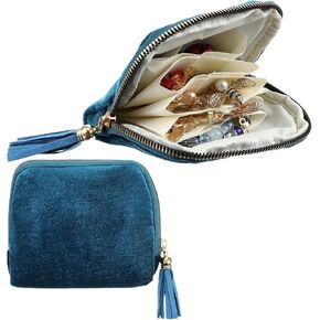 Travel Jewelry Case Organizer Portable Jewelry Pouch Small 5-Layer Velvet Zipper Pouch Bag for Crystal Bracelets Bangles Necklace Ring, Prevent Tangle Scratch in Saudi Arabia