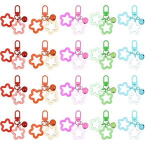 20pcs Star Keychain Clasp, Acrylic Keychain Star with Bell, Colorful Five Pointed Stars Keychains Bulk Cute Stars Bag Charm Car Backpack Decoration (5 Colors) in Saudi Arabia