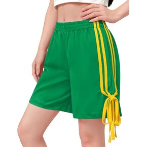 Girls Summer Striped Athletic Shorts, Y2K Baggy Shorts with Bowknot for Sports & Casual 8-16 Years in Kuwait
