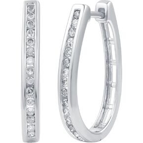 Gilded Natural Diamond Hoop Earrings, 1/4-1 Cttw, Sterling Silver or 14K Gold-Plated, Elegant & Ethical Jewelry for Women, Gift Box Included, Perfect for Anniversaries in Saudi Arabia